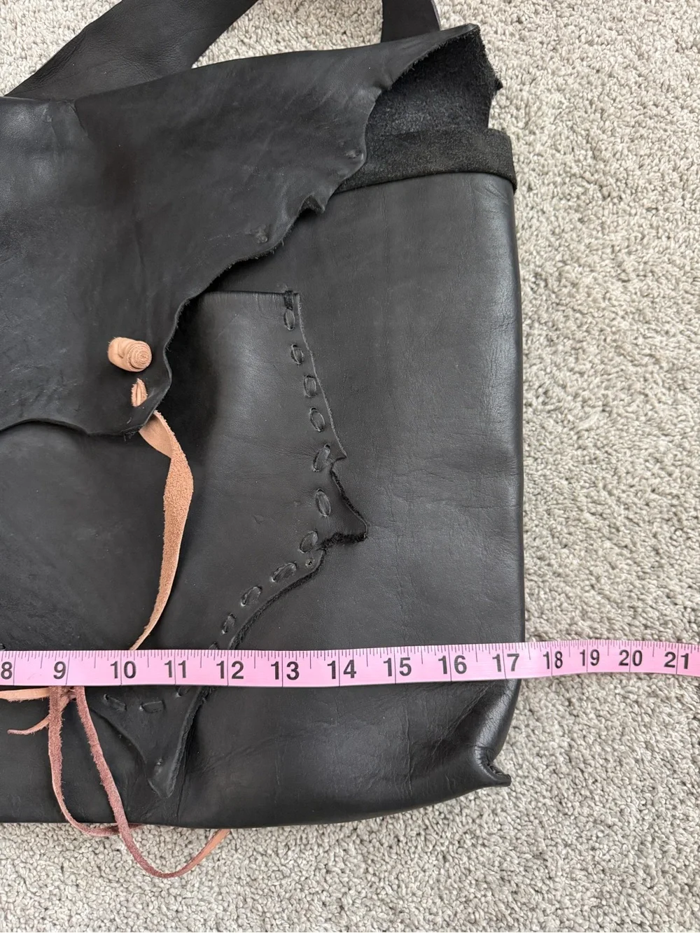 Black Leather Messenger Bag with Toggle Closure handmade Renaissance